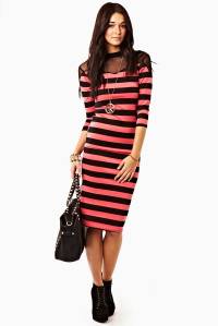Coral Stripe Mesh Midi Dress from Fashion Union: £22